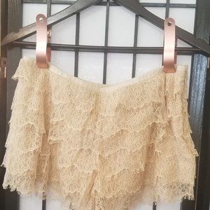 HAUTE HIPPIE Tiered Lace Shorts